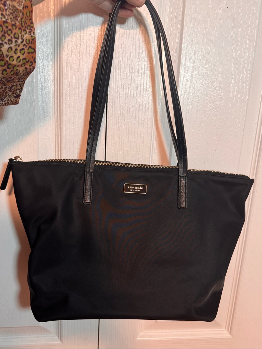 Kate Spade black nylon shoulder tote bag NWOT